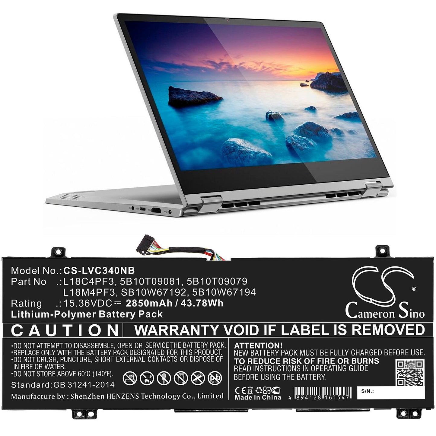 Replacement Battery for Lenovo IdeaPad C340-14API – Notebook, Laptop – 2850mAh / 43.78Wh / 15.36V