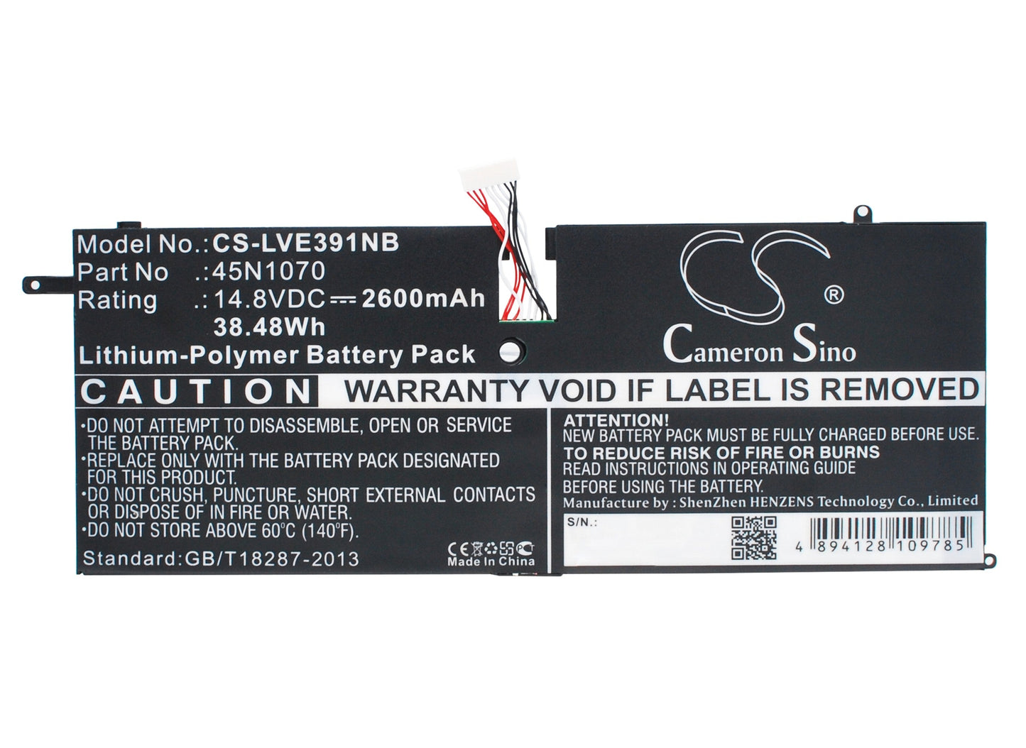 Replacement Battery for Lenovo ThinkPad X1 Carbon 3444 – Notebook, Laptop – 2600mAh / 38.48Wh / 14.8V
