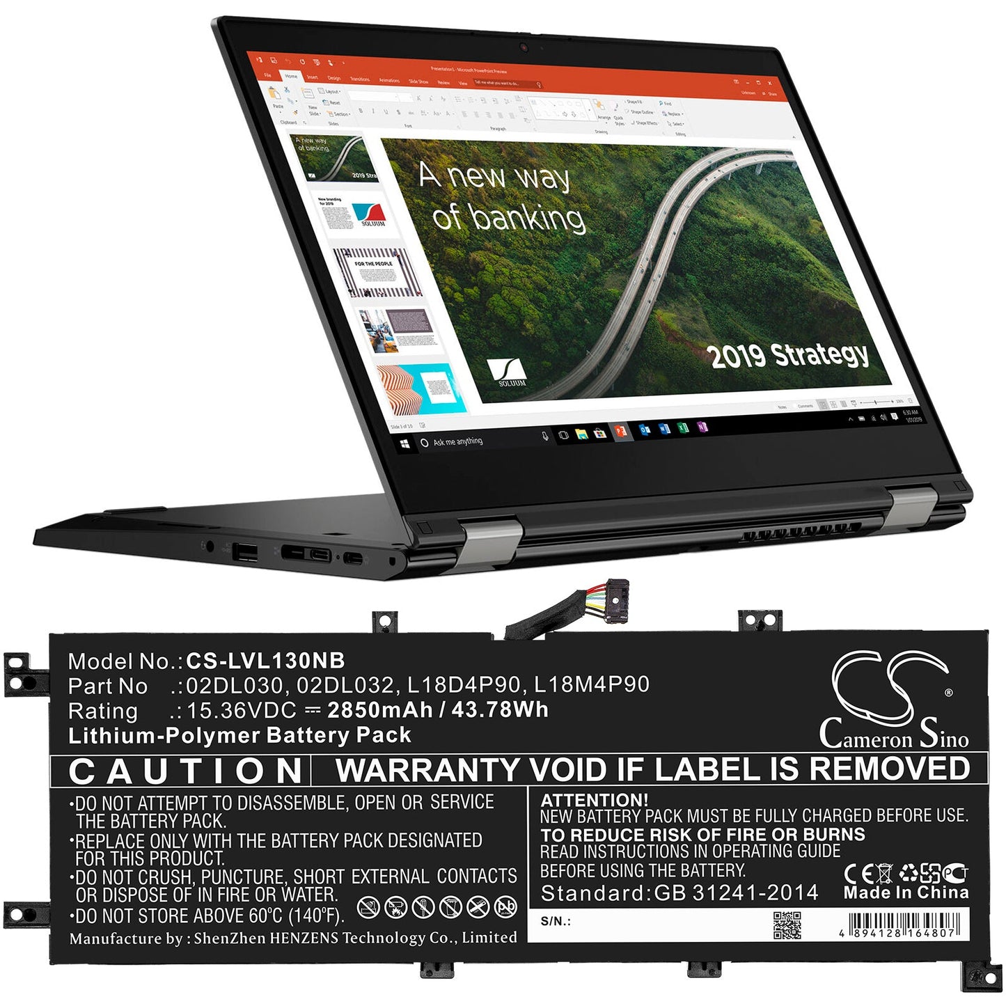 Replacement Battery for Lenovo ThinkPad L13 – Notebook, Laptop – 2850mAh / 43.78Wh / 15.36V