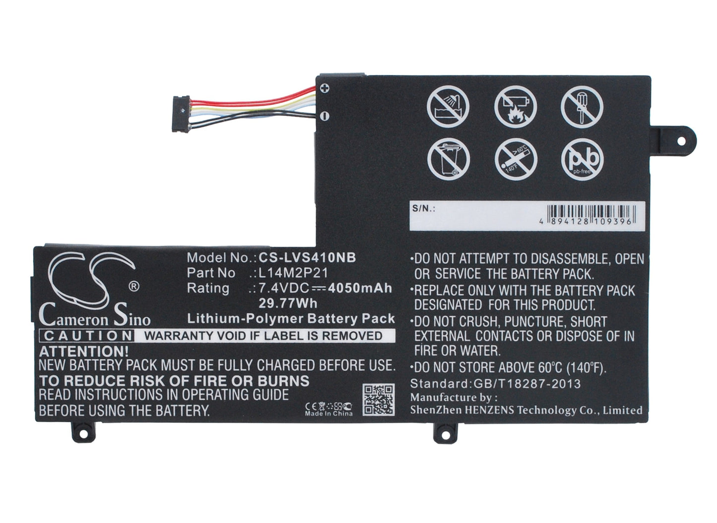 Replacement Battery for Lenovo IdeaPad 300s-14ISK – Notebook, Laptop – 4050mAh / 29.97Wh / 7.4V