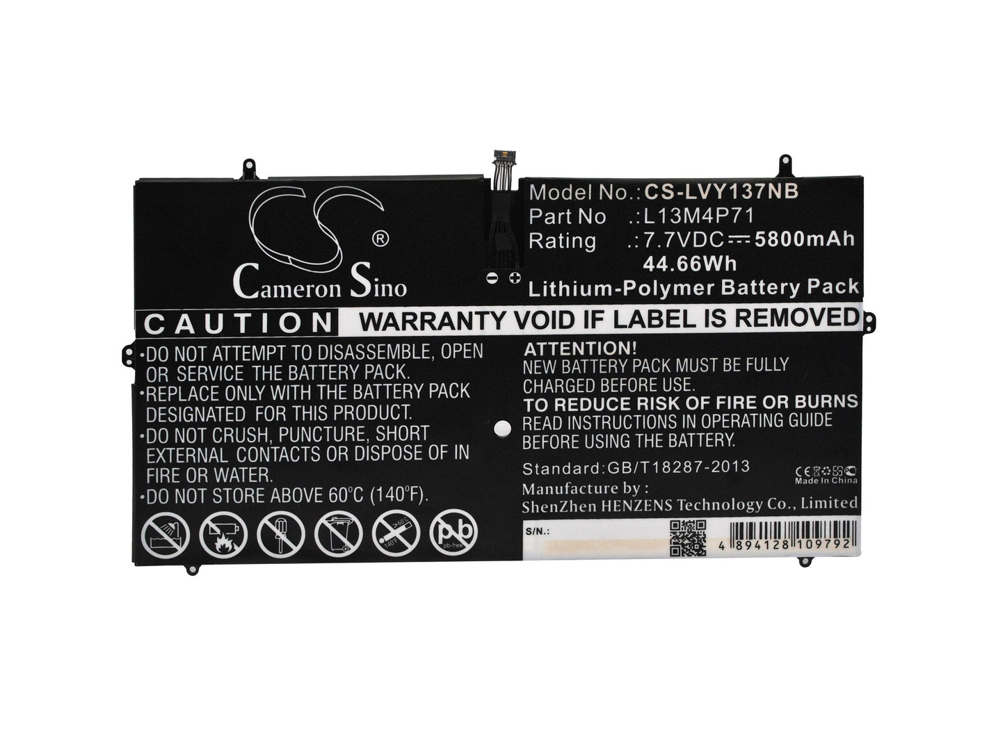 Replacement Battery for Lenovo Yoga 3 Pro – Notebook, Laptop – 5800mAh / 44.66Wh / 7.7V