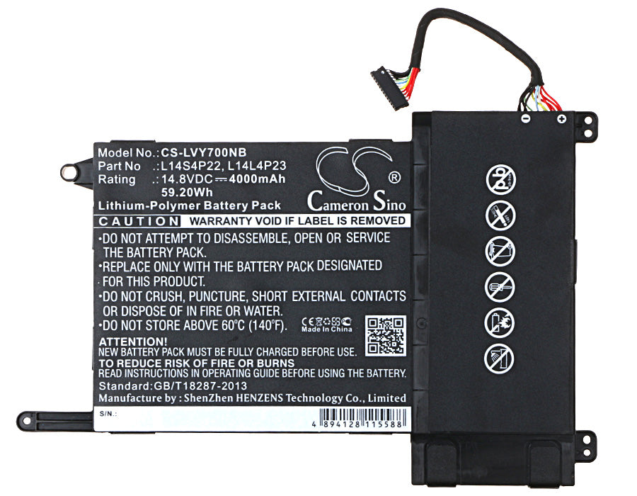 Replacement Battery for Lenovo Eraser Y700 – Notebook, Laptop – 4000mAh / 59.20Wh / 14.8V