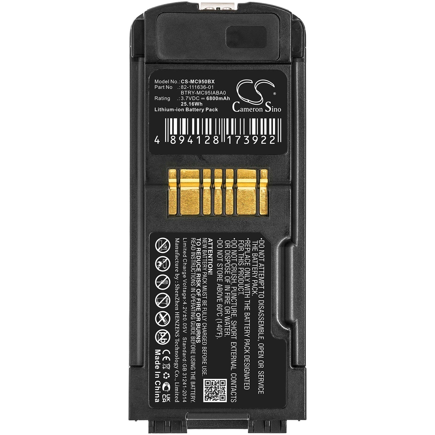 Replacement Battery for Symbol  MC9500 – Barcode Scanner – 6800mAh / 25.16Wh / 3.7V