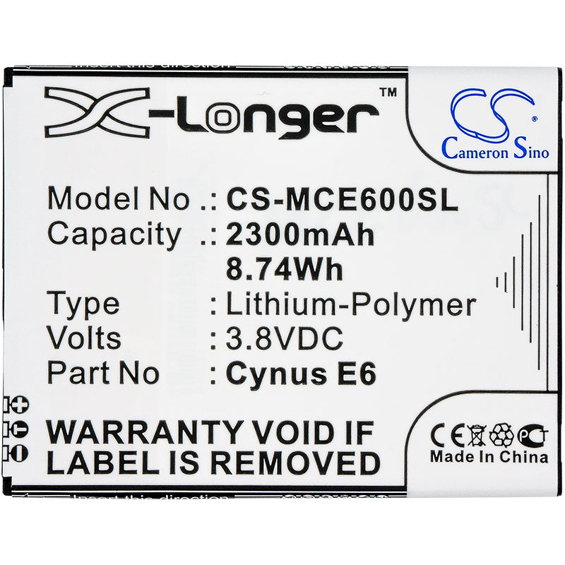 Replacement Battery for Mobistel Cynus E6 – Mobile, SmartPhone – 2300mAh / 8.74Wh / 3.8V