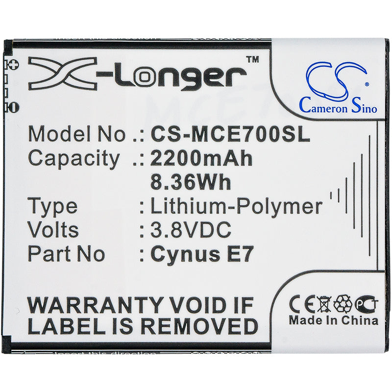 Replacement Battery for Mobistel Cynus E7 – Mobile, SmartPhone – 2200mAh / 8.36Wh / 3.8V