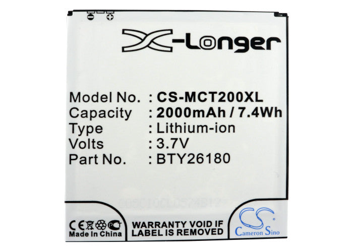 Replacement Battery for Mobistel Cynus T2 – Mobile, SmartPhone – 2000mAh / 7.40Wh / 3.7V