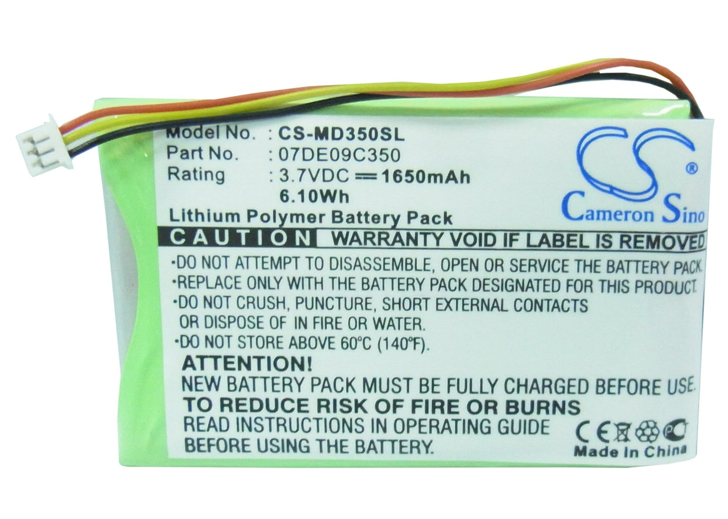 Replacement Battery for Medion GoPal PNA350 – GPS, Navigator – 1650mAh / 3.7V