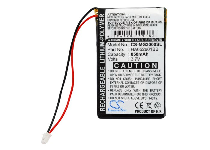 Replacement Battery for Typhoon  MyGuide 3000 – GPS, Navigator – 850mAh / 3.7V