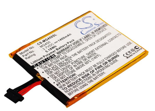 Replacement Battery for Typhoon  MyGuide 4500 – GPS, Navigator – 1400mAh / 5.18Wh / 3.7V