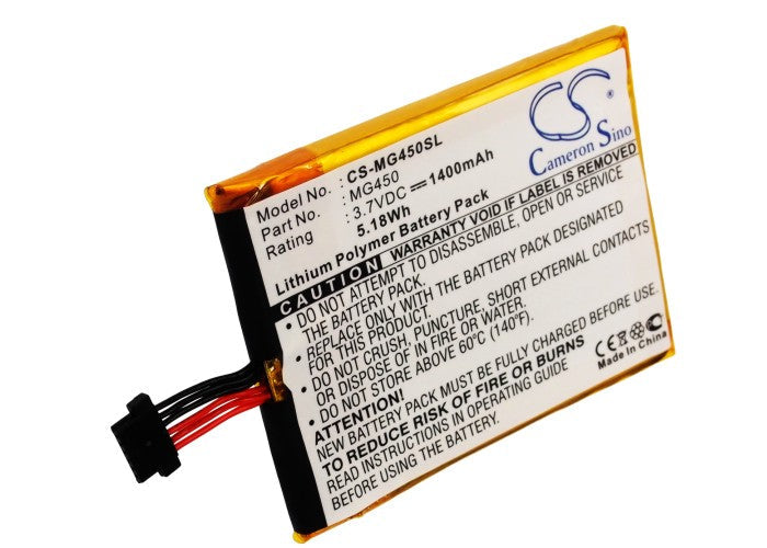 Replacement Battery for Typhoon  MyGuide 4500 – GPS, Navigator – 1400mAh / 5.18Wh / 3.7V