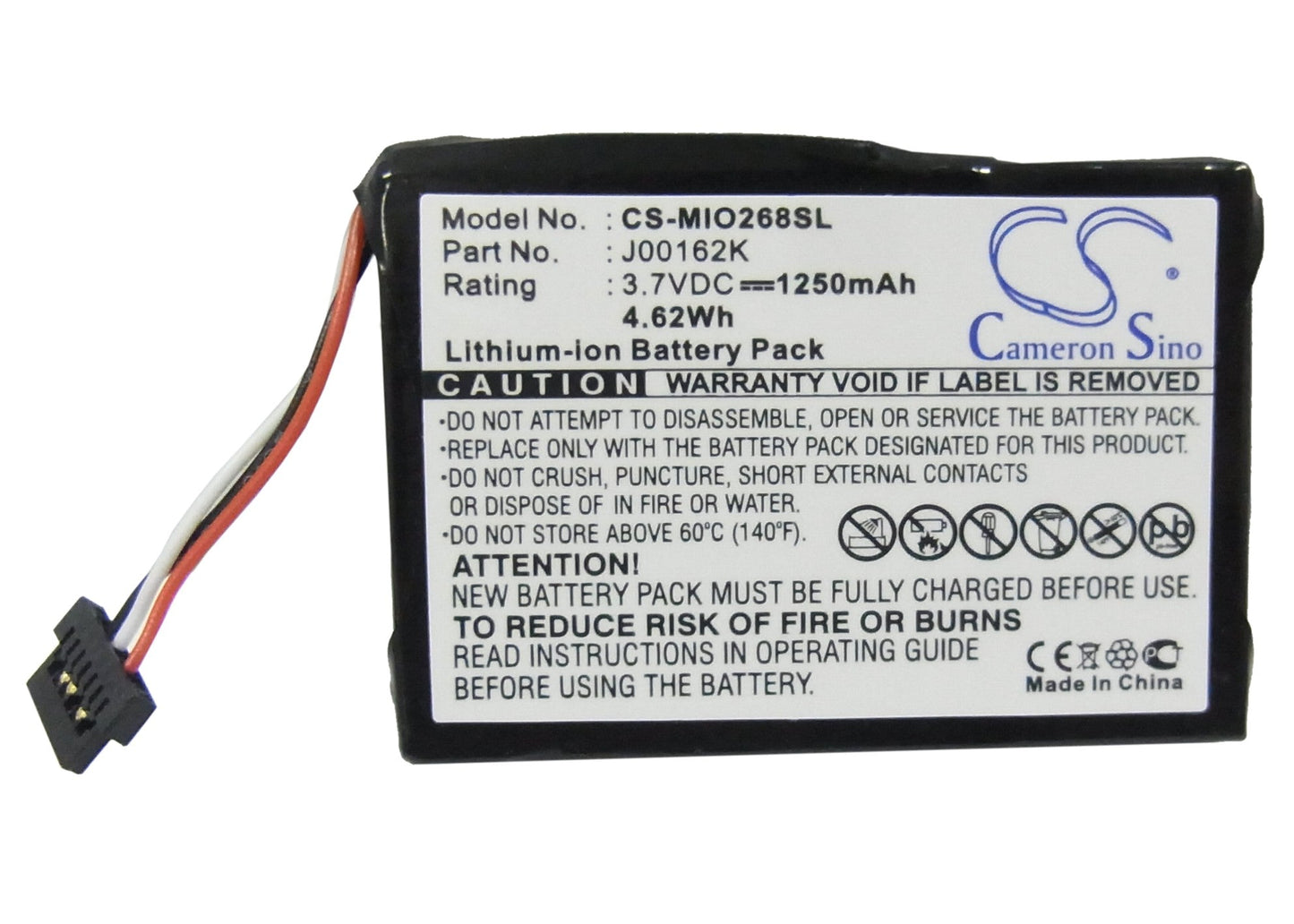 Replacement Battery for Mitac Mio 138 – GPS, Navigator – 1250mAh / 4.63Wh / 3.7V