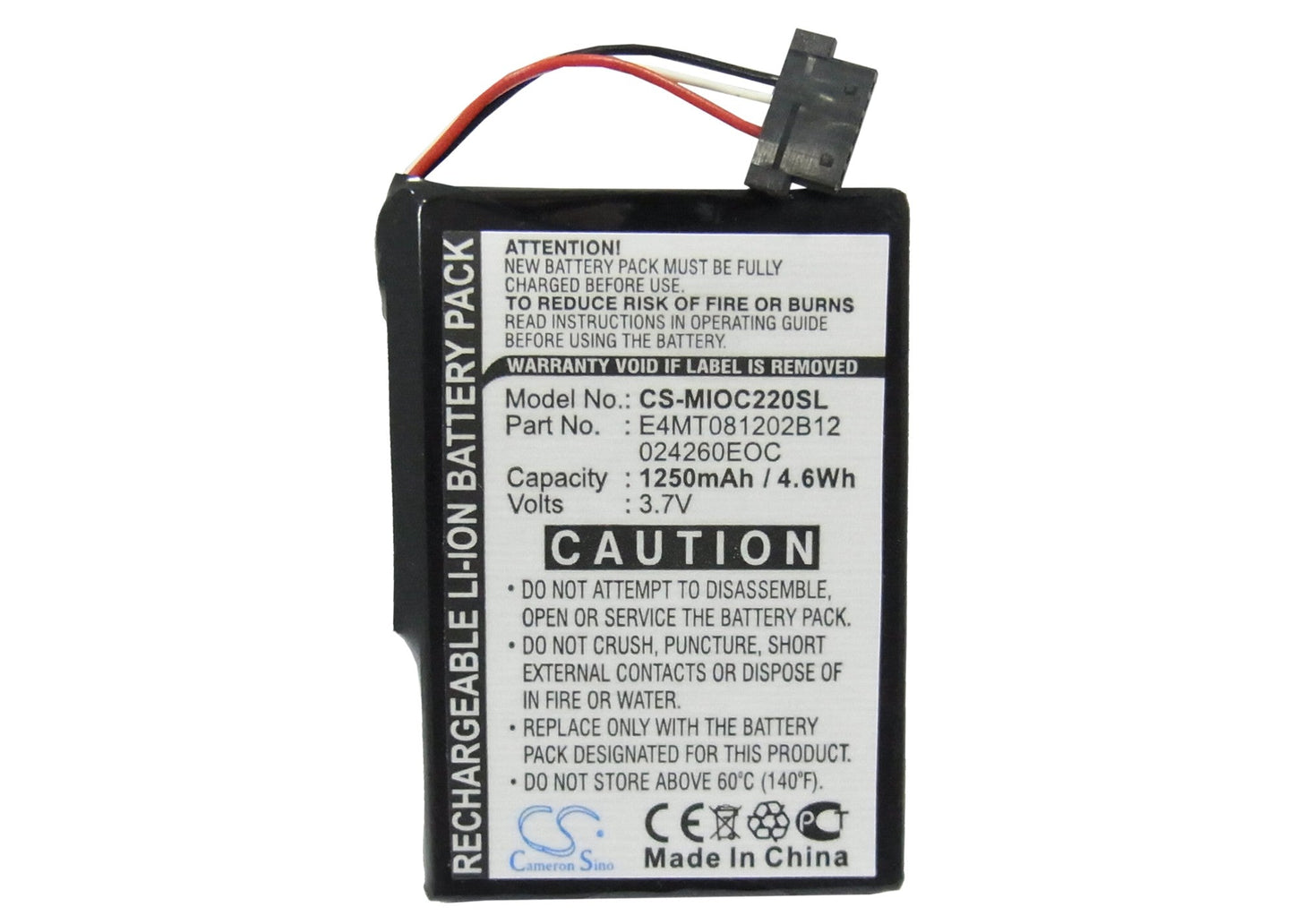 Replacement Battery for CLARION MAP 770 – GPS, Navigator – 1250mAh / 4.63Wh / 3.7V