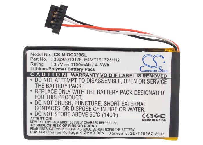 Replacement Battery for Mitac Mio C320 – GPS, Navigator – 1150mAh / 3.7V