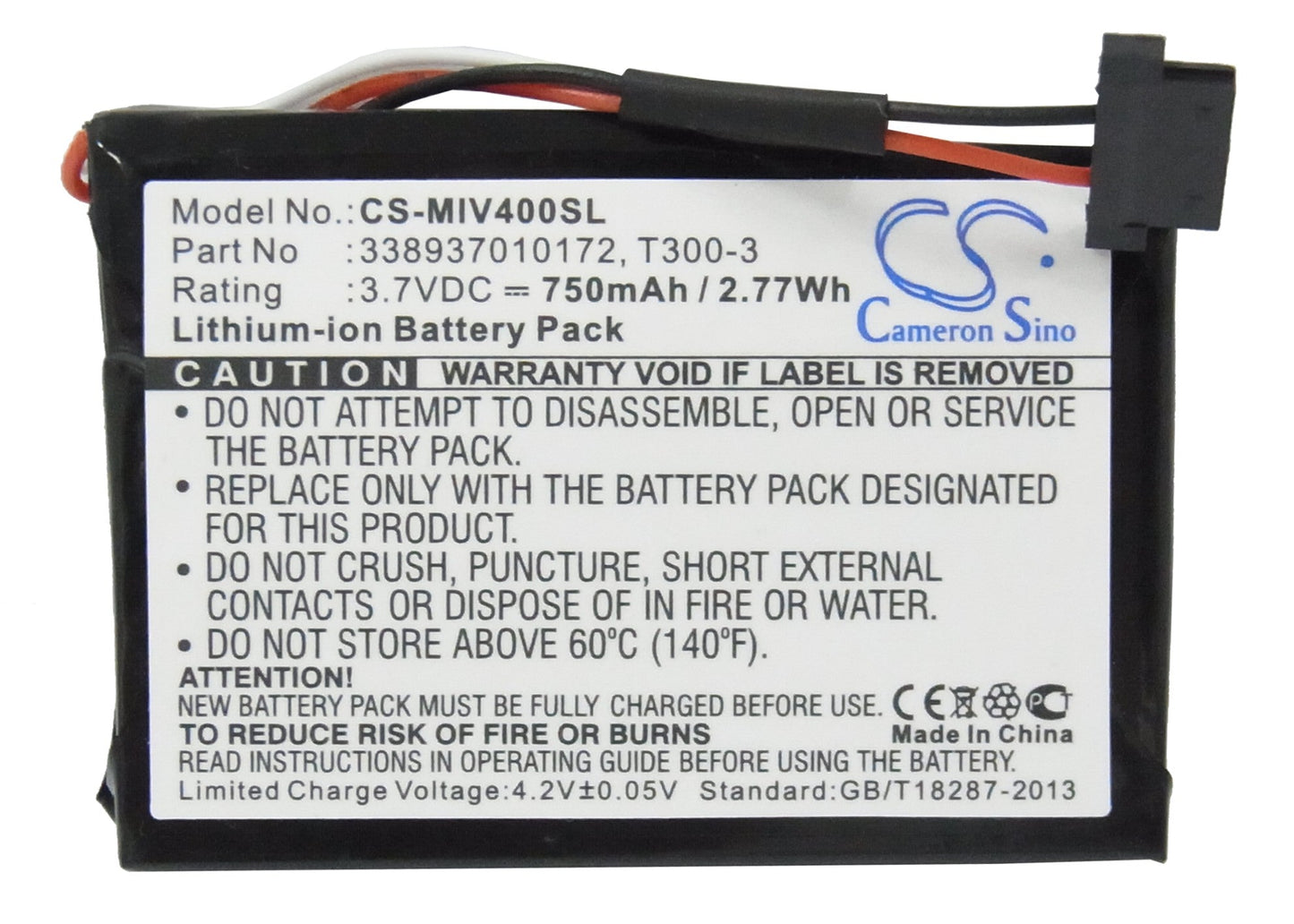 Replacement Battery for Mitac M1100 – GPS, Navigator – 750mAh / 2.78Wh / 3.7V