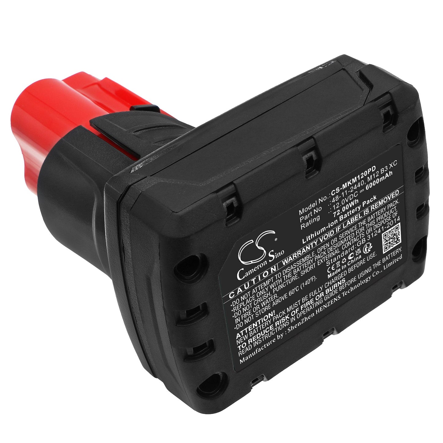 Replacement Battery for Milwaukee  C12 FM – Power Tools – 6000mAh / 72.00Wh / 12.0V