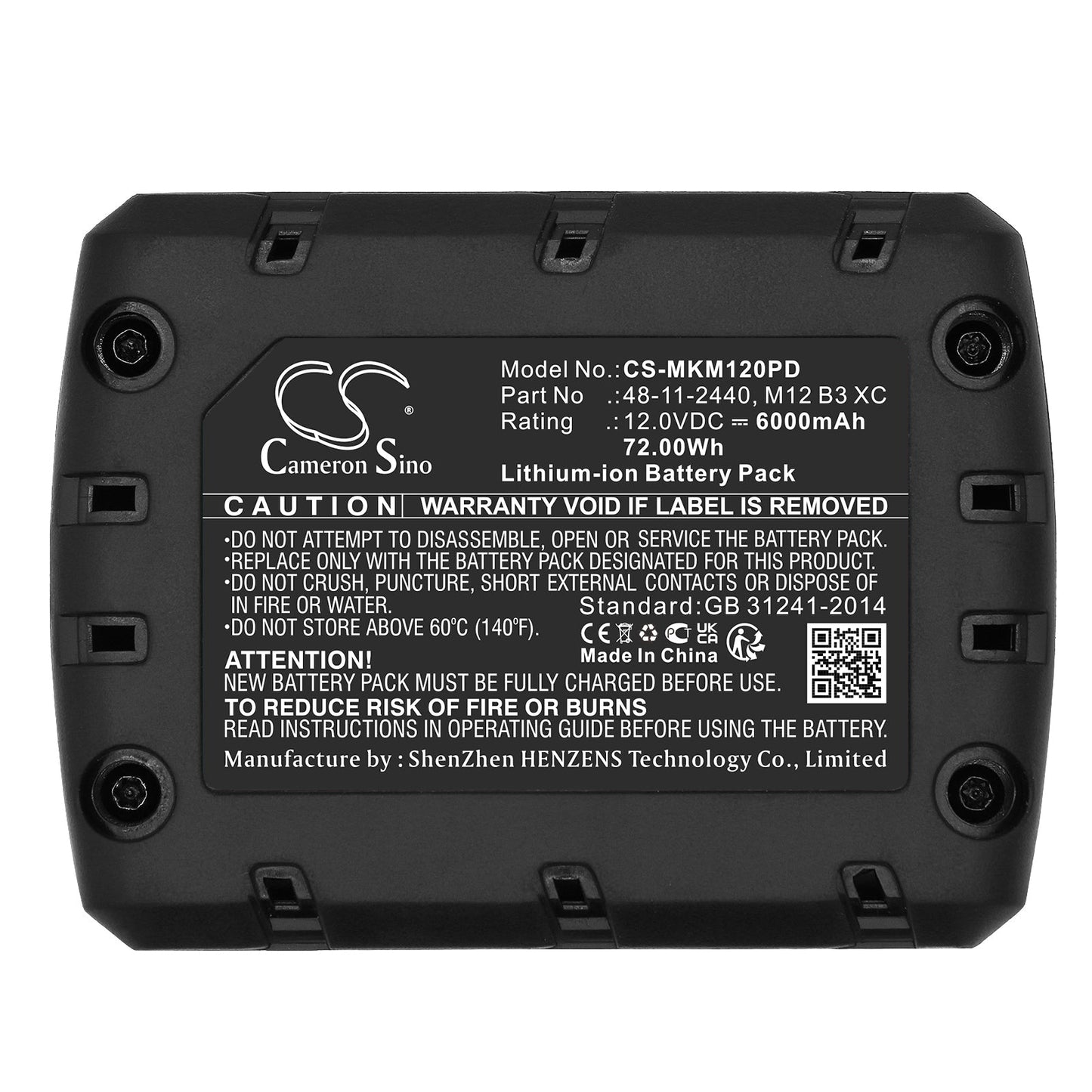 Replacement Battery for Milwaukee  C12 FM – Power Tools – 6000mAh / 72.00Wh / 12.0V