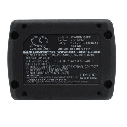 Replacement Battery for Milwaukee C12 FM C12 HZ, C12 HZ-0, – 4000mAh / 48.00Wh