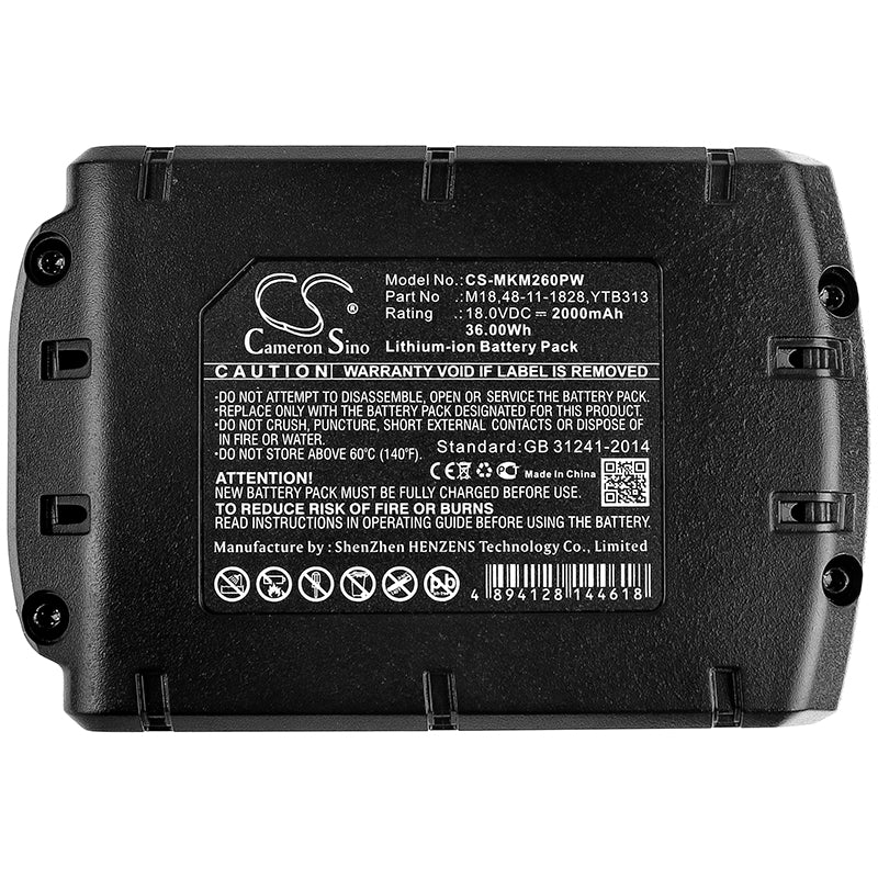 Replacement Battery for Atlas Copco LokTor H18 – Power Tools – 2000mAh / 36.00Wh / 18.0V
