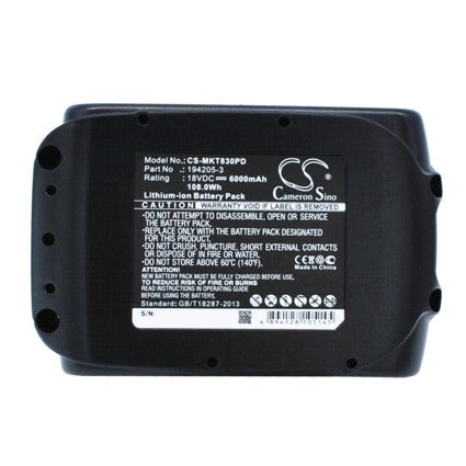 Replacement Battery for Makita BBO140 BBO180, BBO180Z, – 6000mAh / 108.00Wh