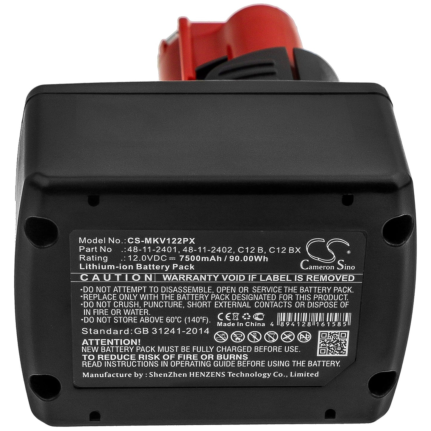 Replacement Battery for Milwaukee  2207-20 – Power Tools – 7500mAh / 90.00Wh / 12.0V