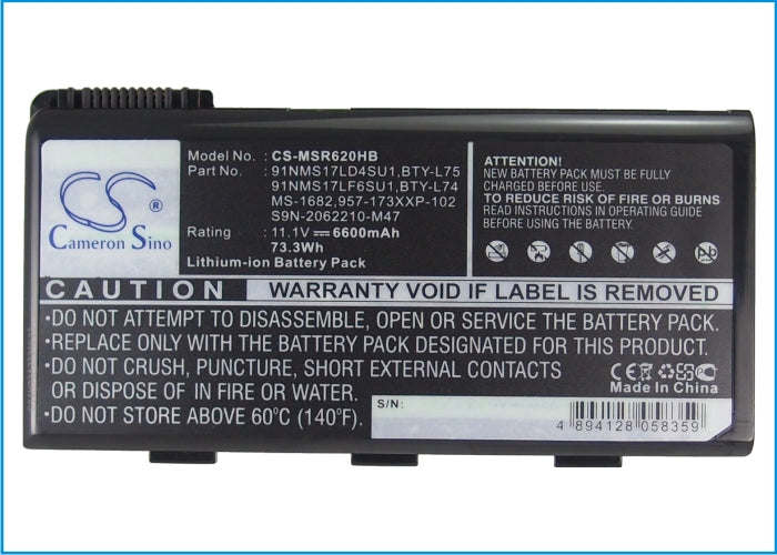 Replacement Battery for MSI A5000 – Notebook, Laptop – 6600mAh / 11.1V