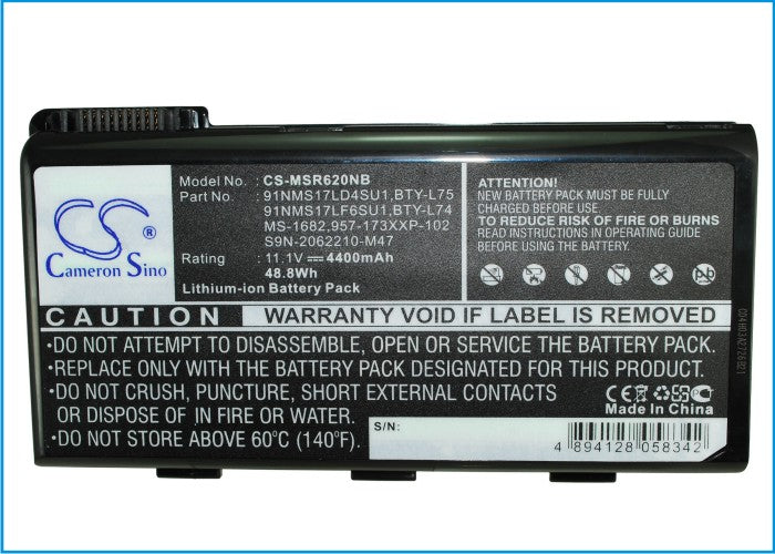 Replacement Battery for MSI A5000 – Notebook, Laptop – 4400mAh / 11.1V