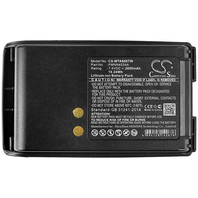 Replacement Battery for Motorola Mag One A8 – Two-Way Radio – 2600mAh / 19.24Wh / 7.4V