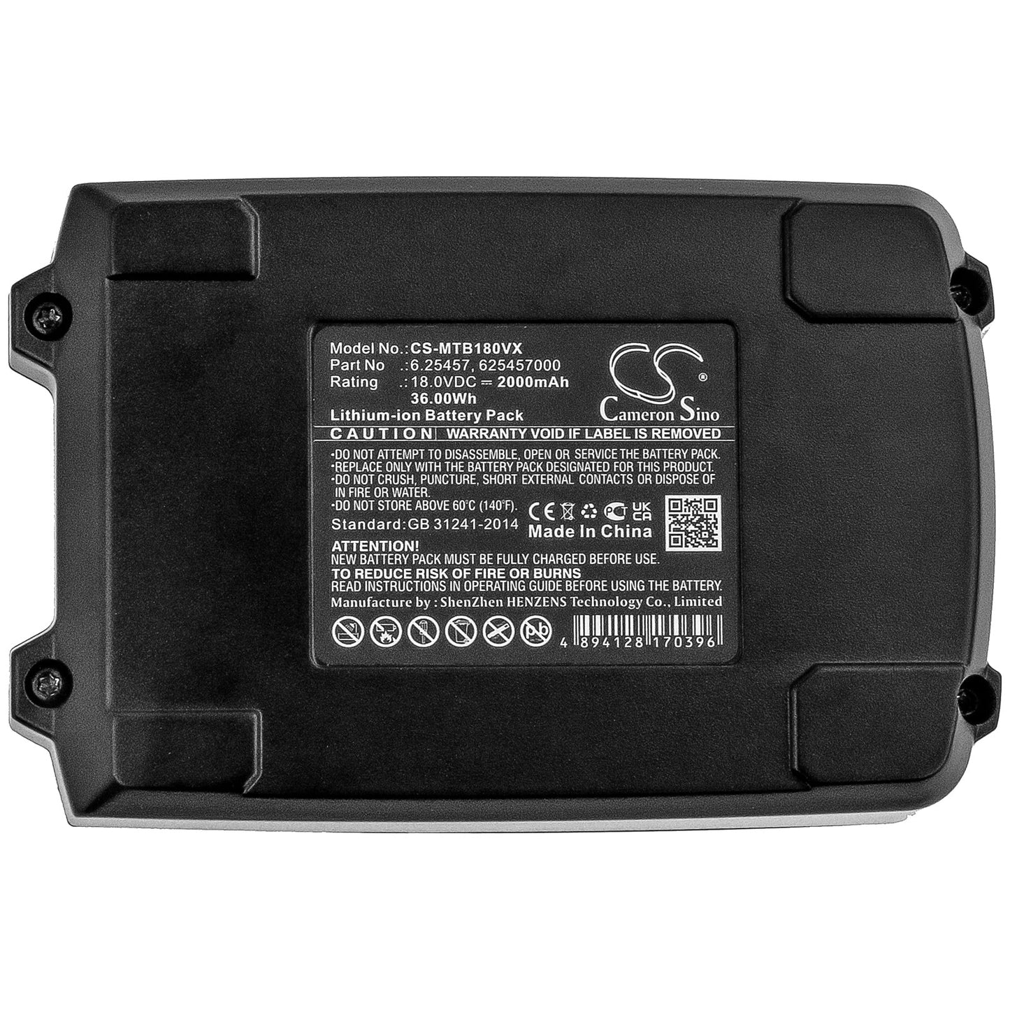Replacement Battery for Eisenblatter HT Langsschleifmaschine – Power Tools – 2000mAh / 36.00Wh / 18.0V