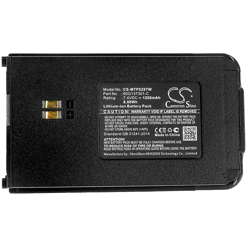 Replacement Battery for Motorola Clarigo SMP-508 – Two-Way Radio – 1200mAh / 8.88Wh / 7.4V