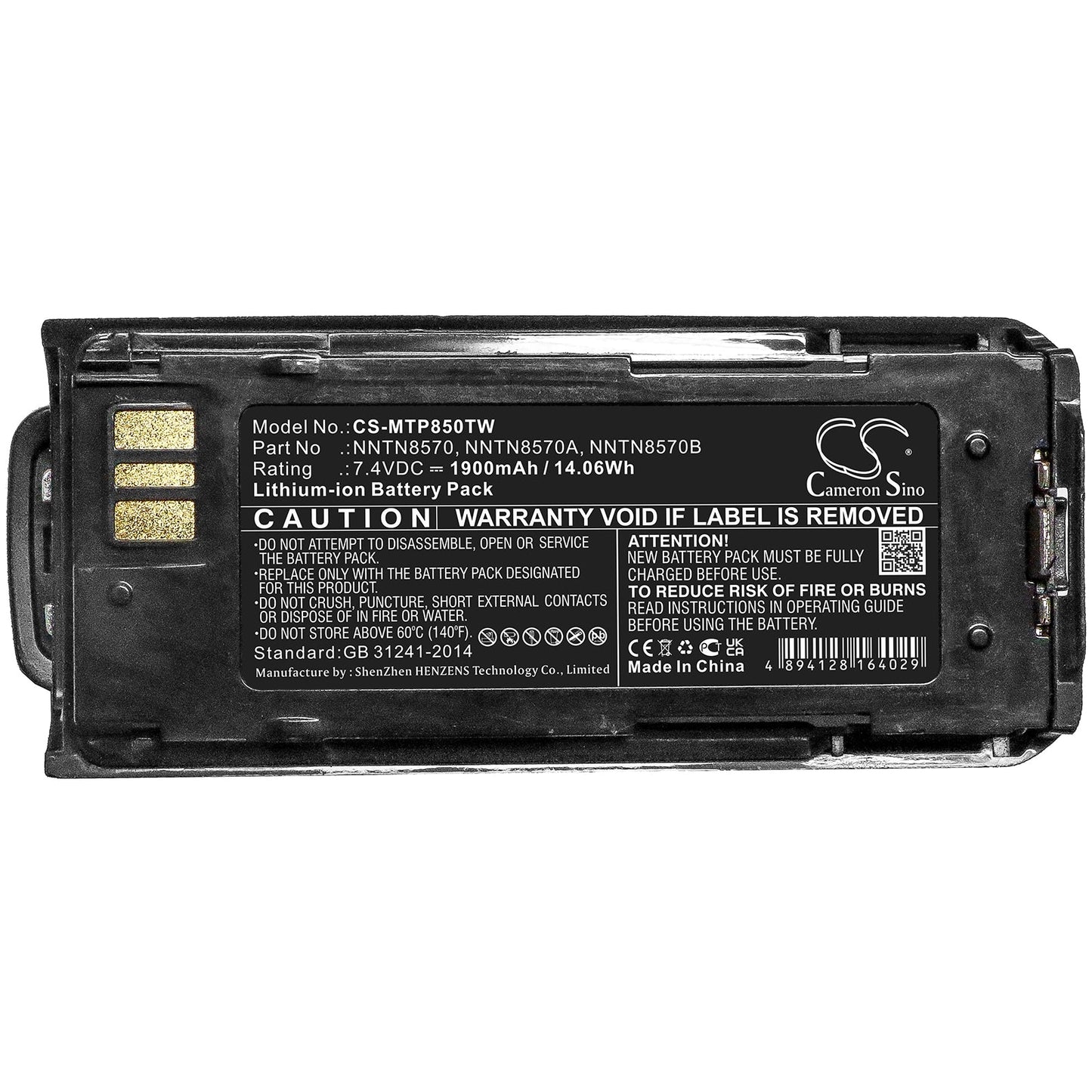 Replacement Battery for Motorola MTP8500 – Two-Way Radio – 1900mAh / 14.06Wh / 7.4V