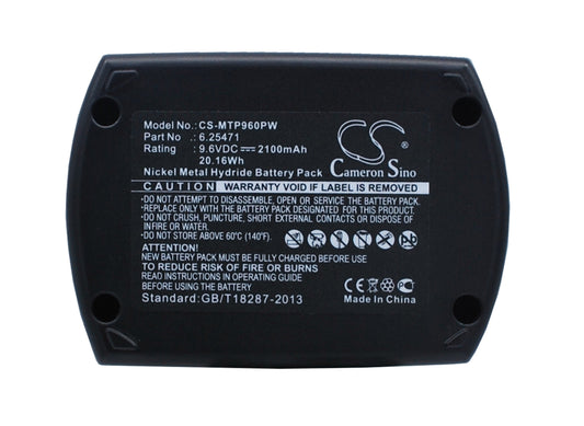 Replacement Battery for Metabo  BS 9.6 – Power Tools – 2100mAh / 20.16Wh / 9.6V