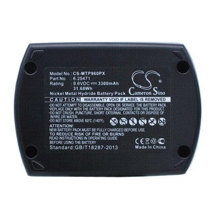Replacement Battery for Metabo BS 9.6 BS9.6, BSP9.6, – 3300mAh / 31.68Wh