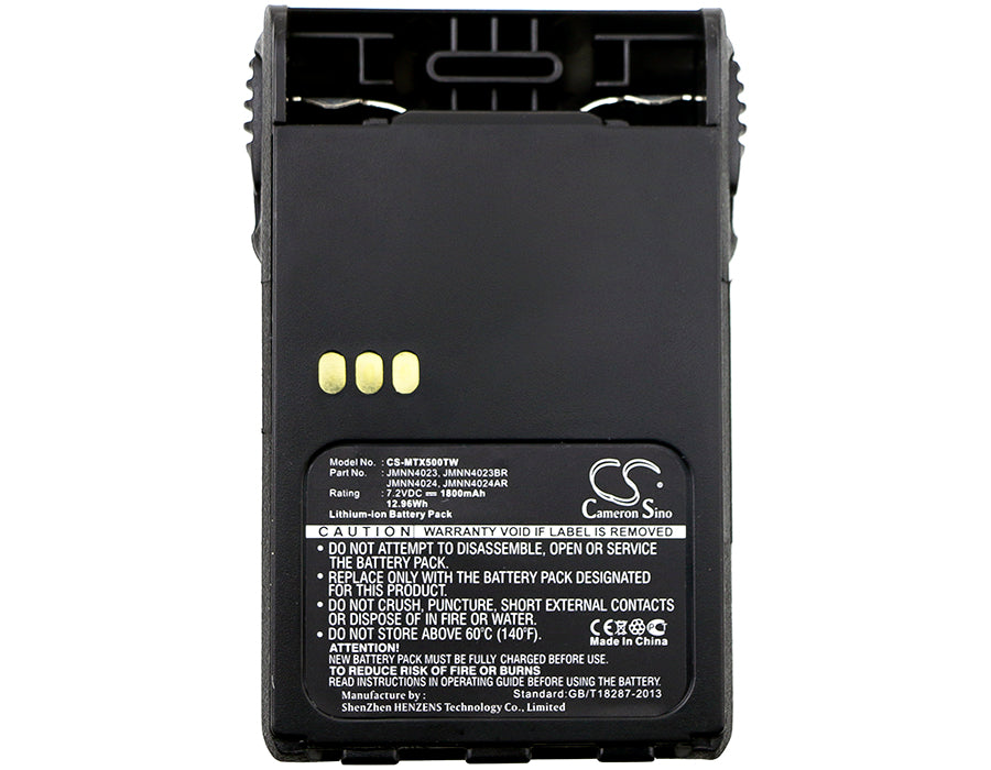 Replacement Battery for Motorola EX500 – Two-Way Radio – 1800mAh / 12.96Wh / 7.2V