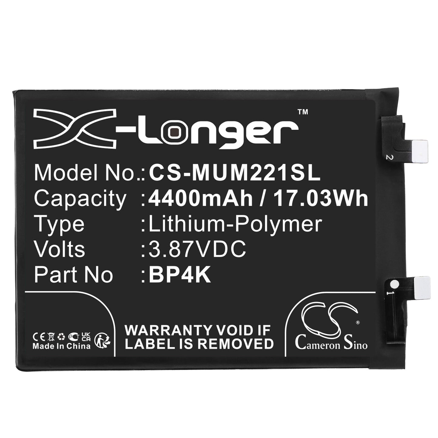 Replacement Battery for Xiaomi 22101320C – Mobile, SmartPhone – 4400mAh / 17.03Wh / 3.87V