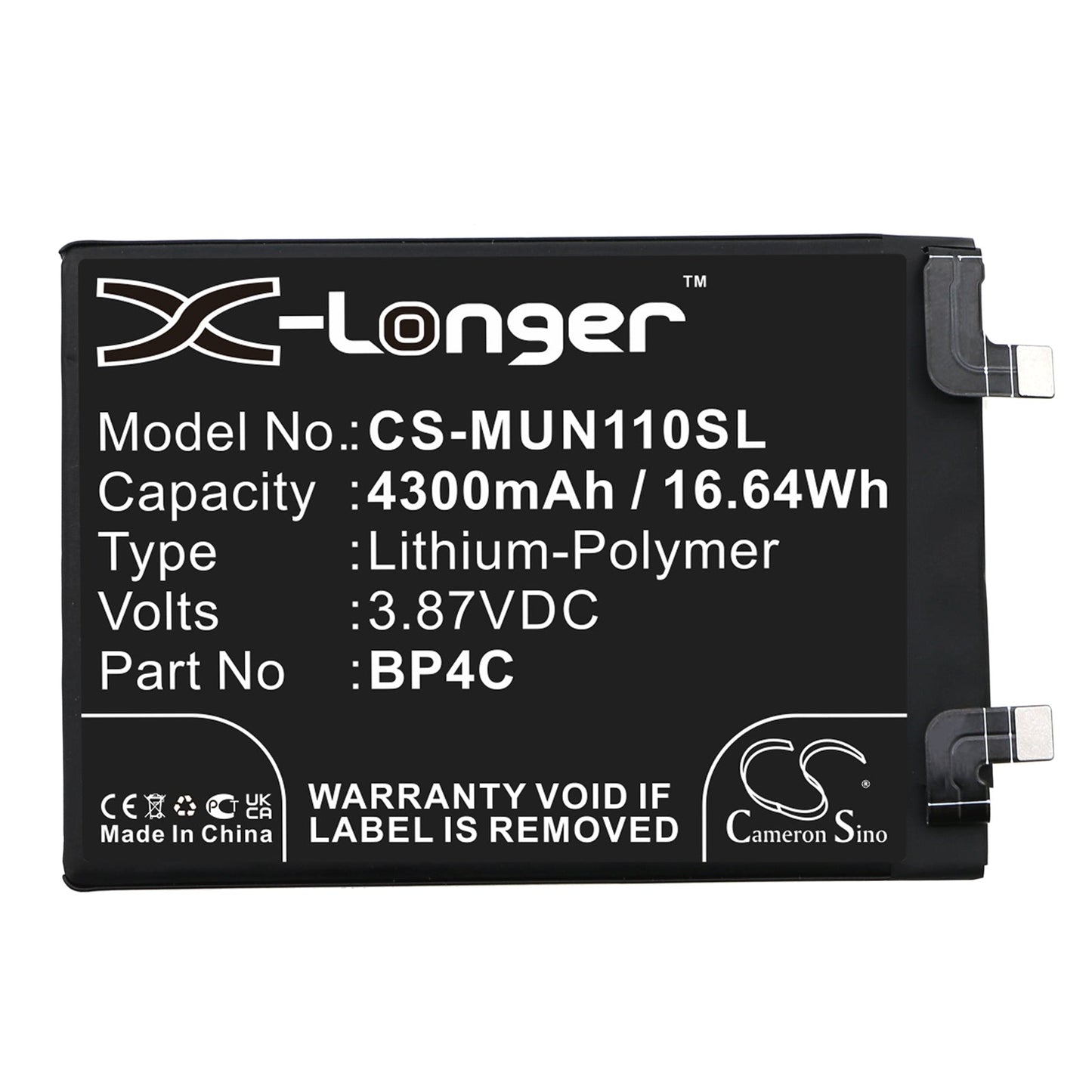Replacement Battery for Xiaomi Redmi Note 11T Pro+ – Mobile, SmartPhone – 4300mAh / 16.64Wh / 3.87V