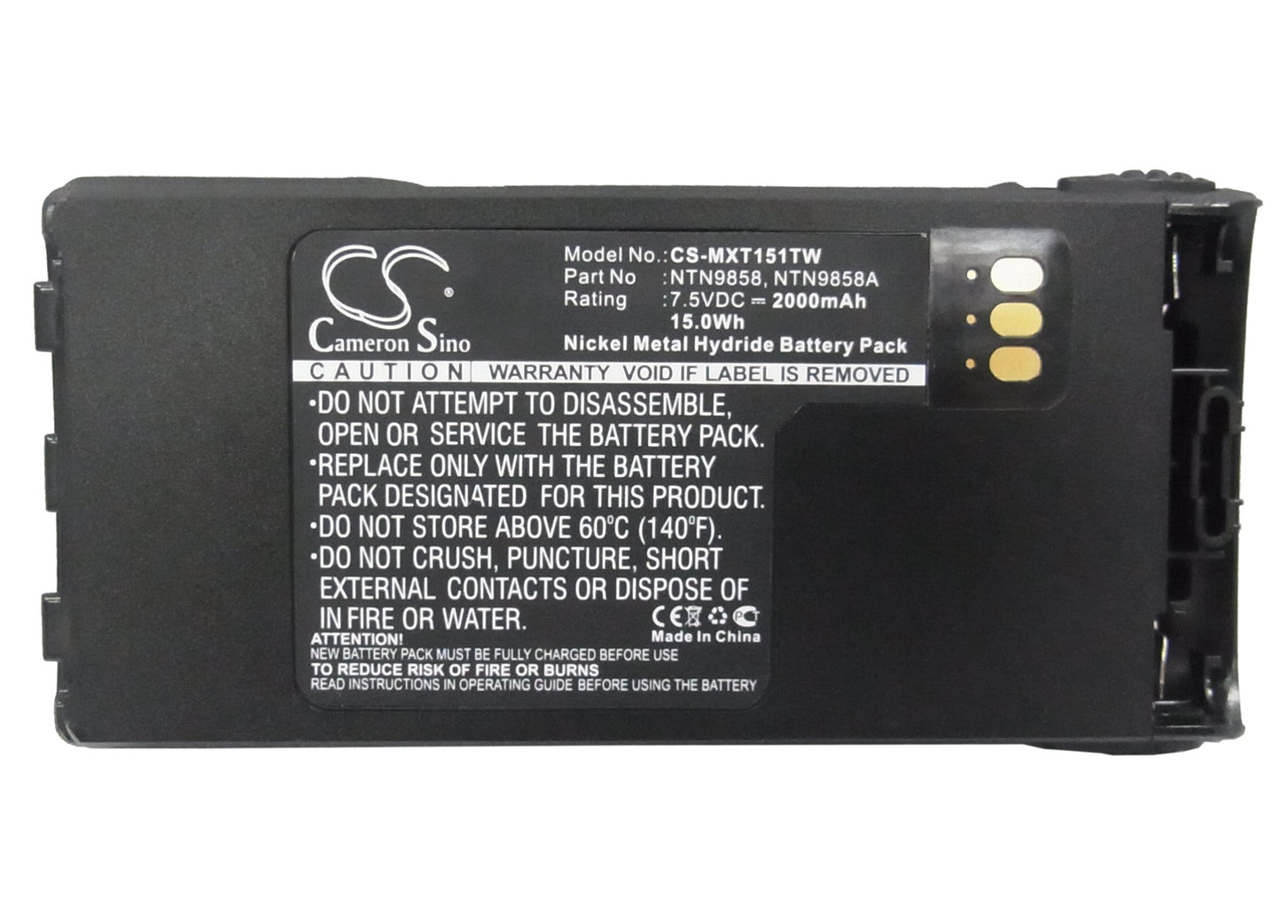 Replacement Battery for Motorola MT1500 – Two-Way Radio – 2000mAh / 15.00Wh / 7.5V