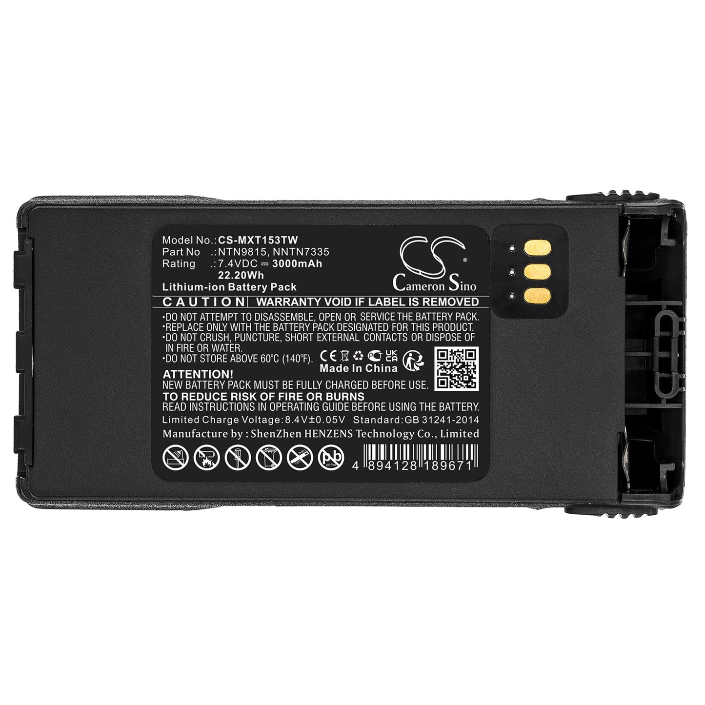 Replacement Battery for Motorola MT1500 – Two-Way Radio – 3000mAh / 22.20Wh / 7.4V