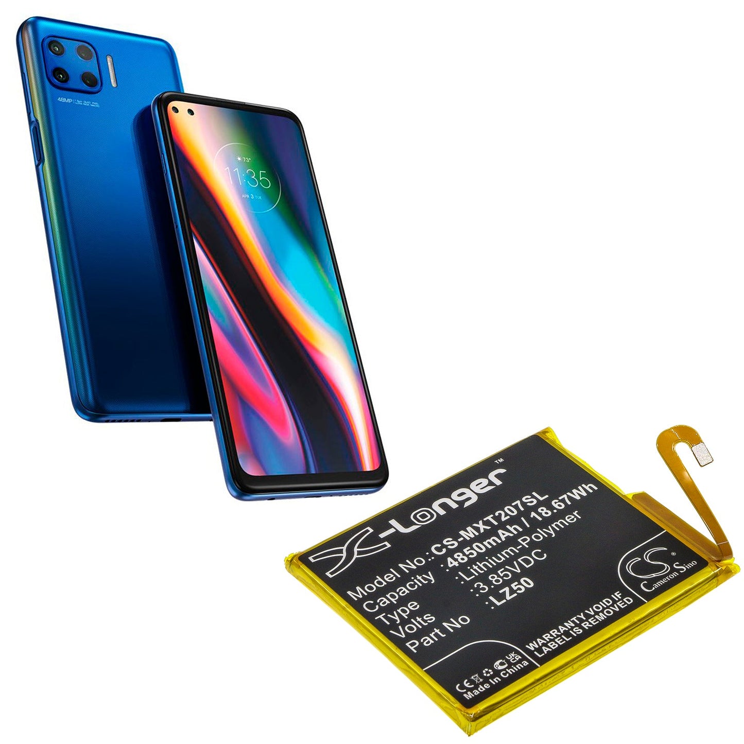 Replacement Battery for Motorola Moto G 5G Plus – Mobile, SmartPhone – 4850mAh / 18.67Wh / 3.85V