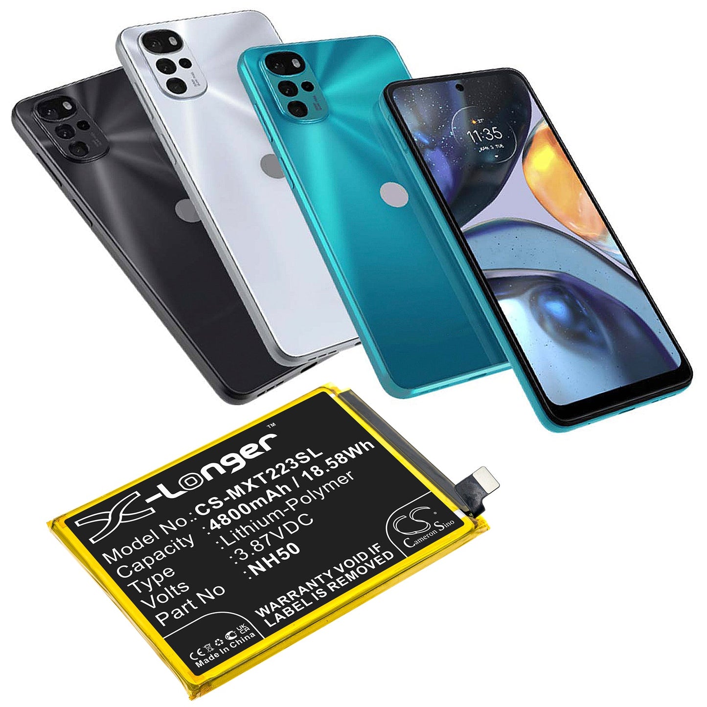 Replacement Battery for Motorola Moto G22 – Mobile, SmartPhone – 4800mAh / 18.58Wh / 3.87V