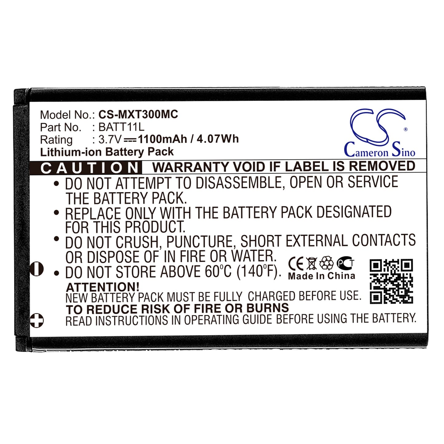 Replacement Battery for Navgear MDV-2250.HD – Camera – 1100mAh / 4.07Wh / 3.7V