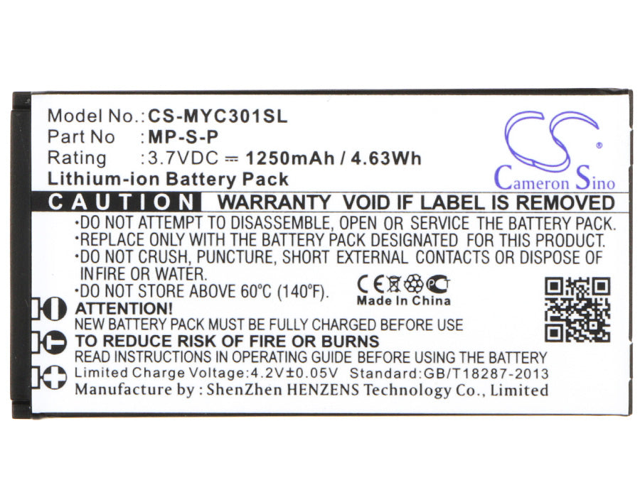 Replacement Battery for MyPhone 3010 Classic – Mobile, SmartPhone – 1250mAh / 4.63Wh / 3.7V