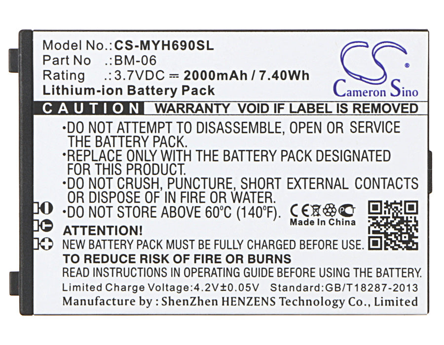 Replacement Battery for myPhone Hammer Iron – Mobile, SmartPhone – 2000mAh / 7.40Wh / 3.7V
