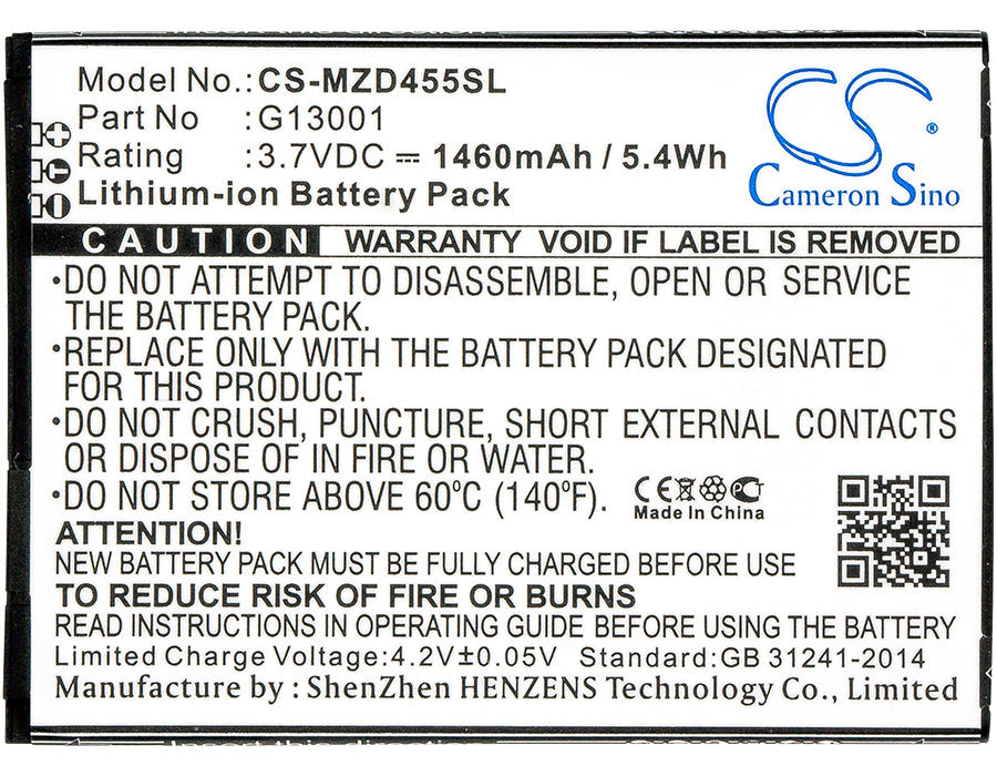 Replacement Battery for NAVON MD455 – Mobile, SmartPhone – 1460mAh / 5.40Wh / 3.7V