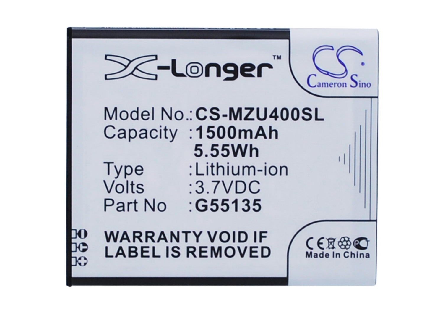 Replacement Battery for NAVON Mizu M400 – Mobile, SmartPhone – 1500mAh / 5.55Wh / 3.7V