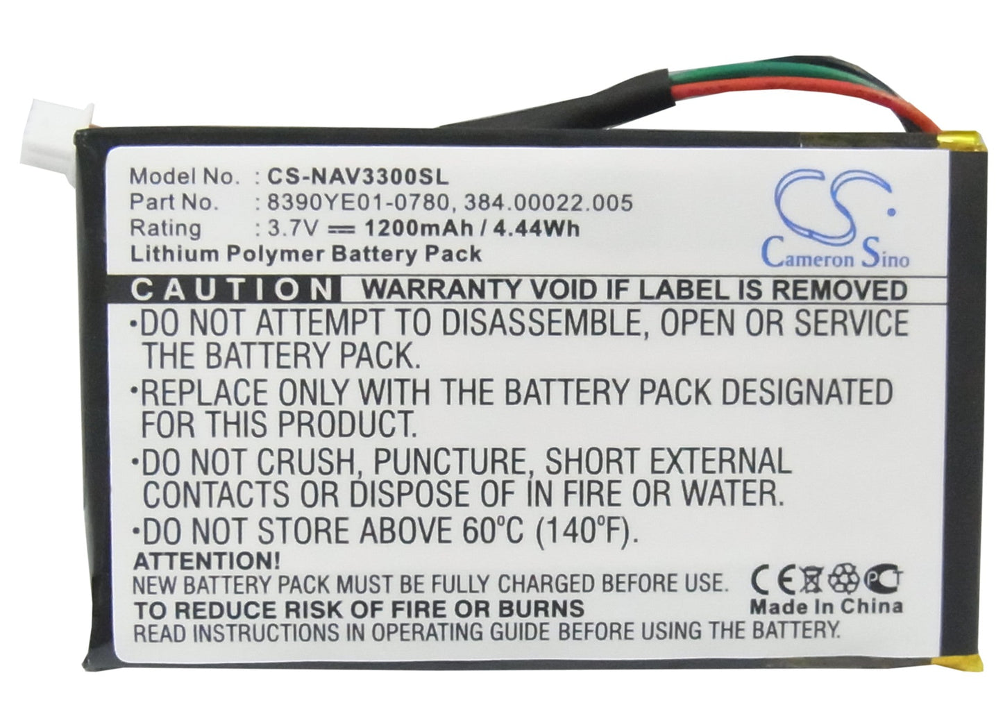 Replacement Battery for Navigon 3300 – GPS, Navigator – 1200mAh / 3.7V