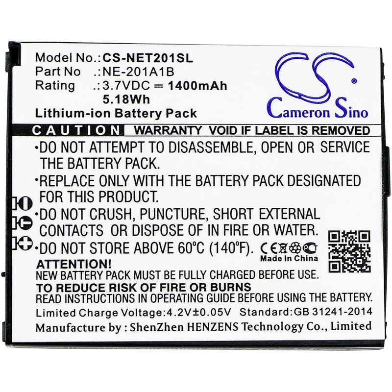 Replacement Battery for NEC NE-201A1A – Mobile, SmartPhone – 1400mAh / 5.18Wh / 3.7V