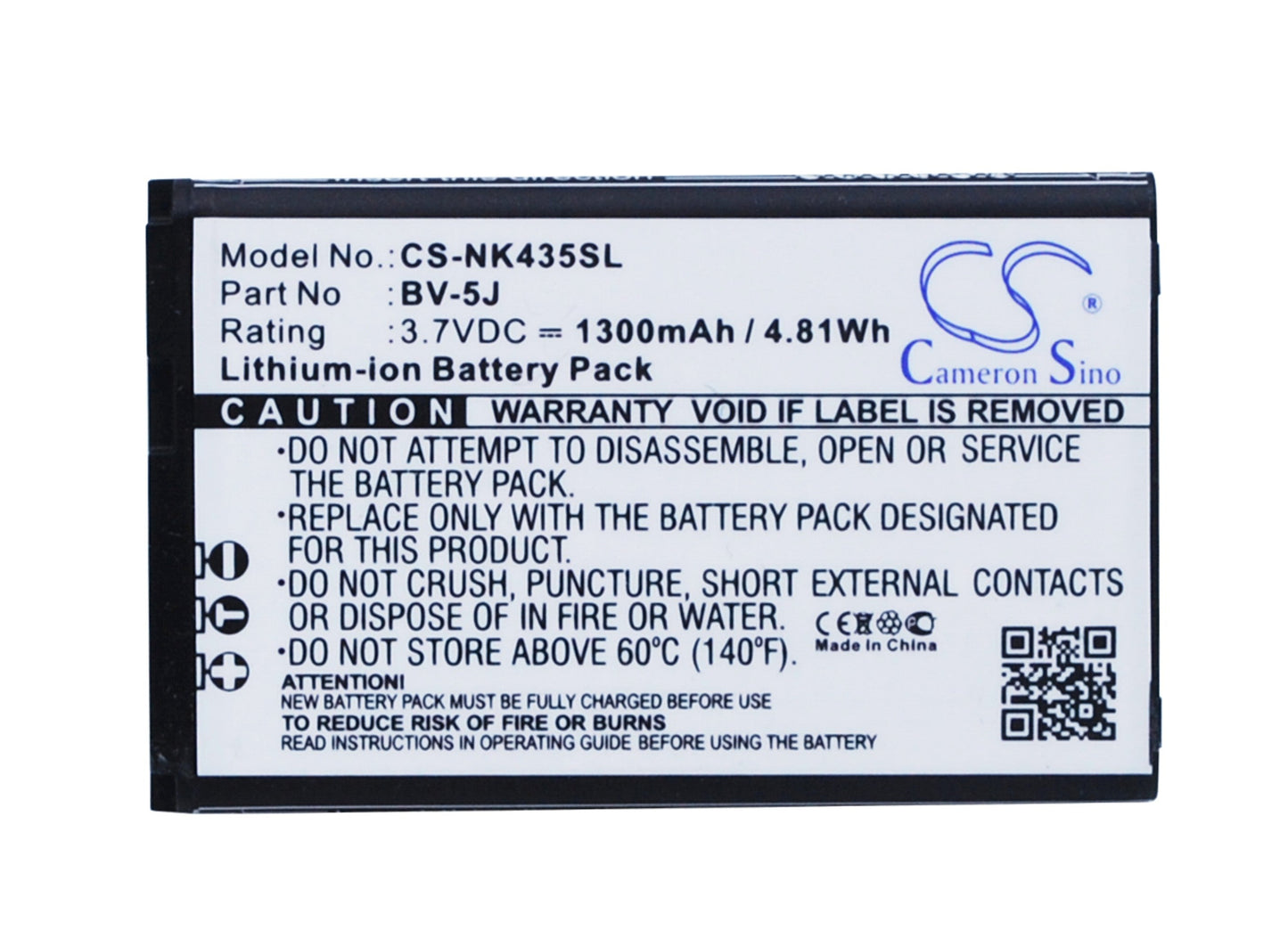 Replacement Battery for Nokia Lumia 435 – Mobile, SmartPhone – 1300mAh / 4.81Wh / 3.7V