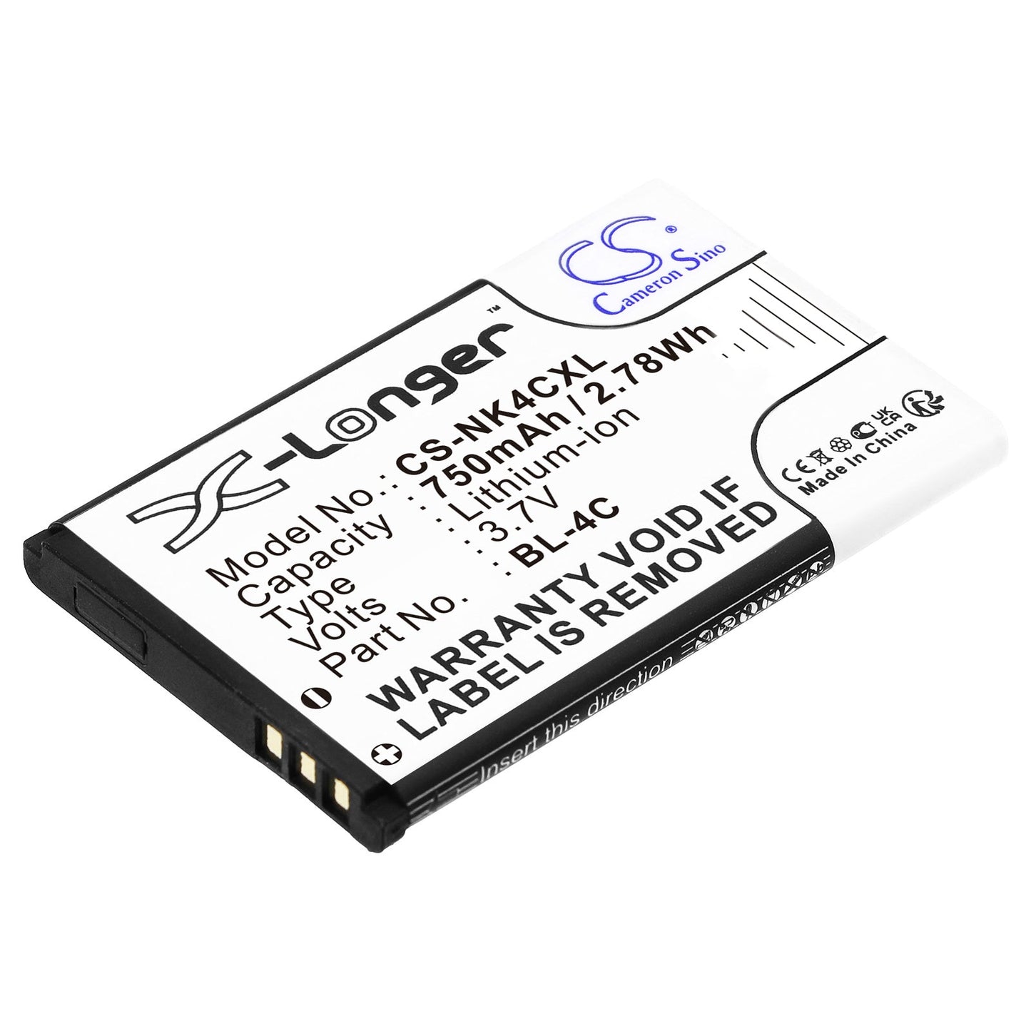 Replacement Battery for BBK i267 – Camera – 750mAh / 2.78Wh / 3.7V