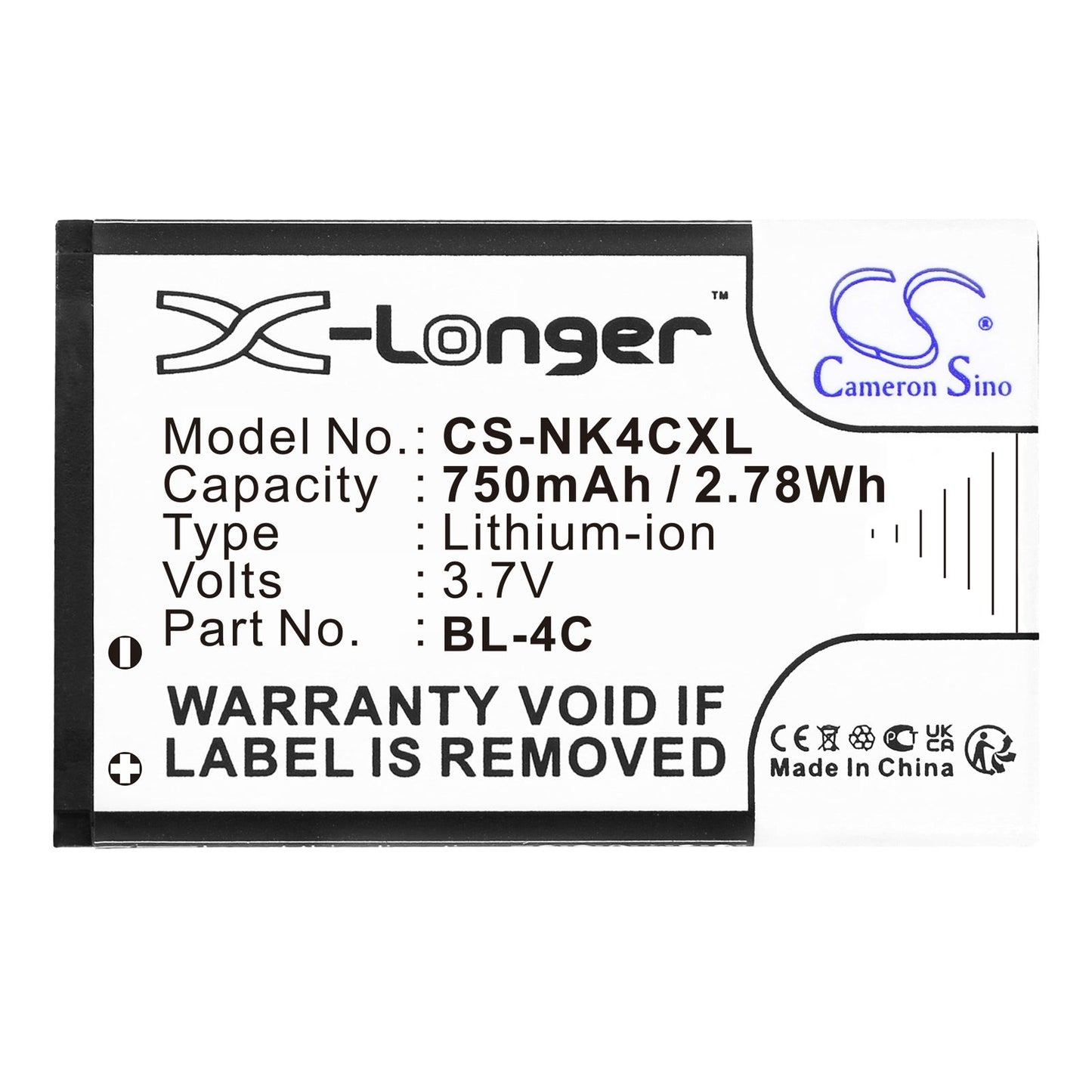 Replacement Battery for BBK i267 – Camera – 750mAh / 2.78Wh / 3.7V