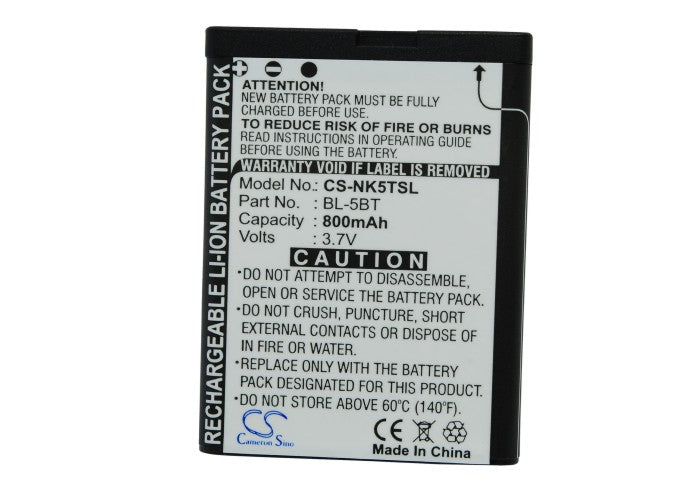 Replacement Battery for Nokia 2600 classic – Mobile, SmartPhone – 800mAh/2.96Wh / 3.7V